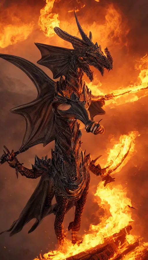 Prompt: photo of a Valkyrie in full armor riding a menacing looking fire breathing dragon, highly detailed, 8K, remove watermarks.