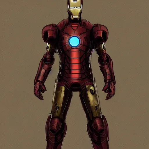 Image similar to steampunk iron man, concept art