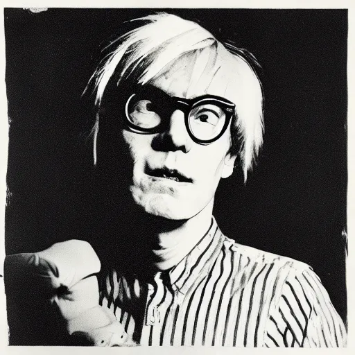 Prompt: andy warhol punching andy warhol, art by andy warhol