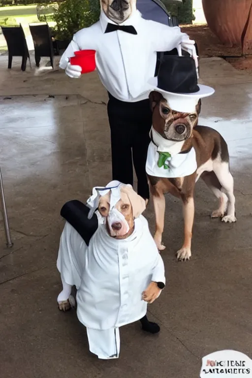 Prompt: a dog dressed as a waiter