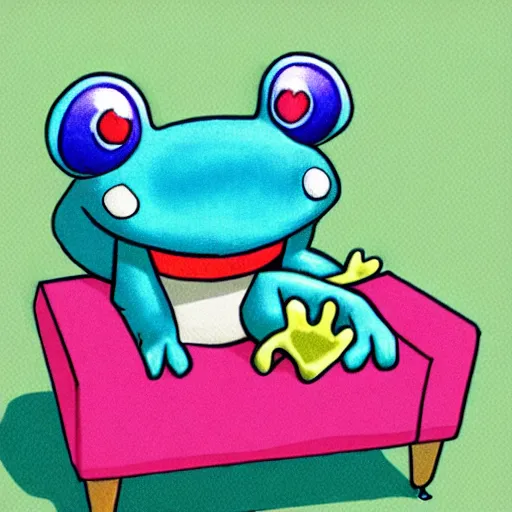 Image similar to cute froggy chair from animal crossing, fanart