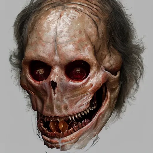 Image similar to a portrait of владимир рудольфович соловьев, flesh eating worms, macabre, horror rotten teeth, by donato giancola and greg rutkowski, wayne barlow, realistic face, visible face, digital art, artstation, symmetry