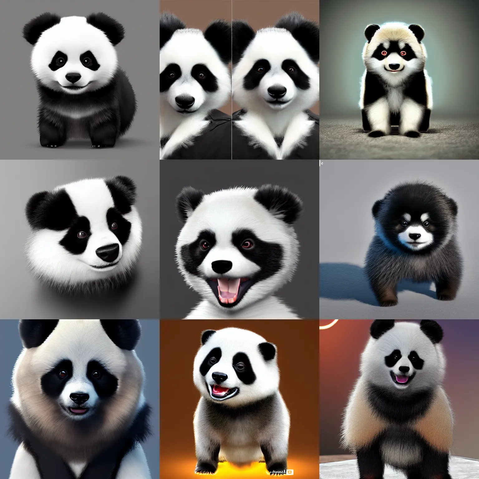 cute panda, glowing retro colours, dark blue | Stable Diffusion 