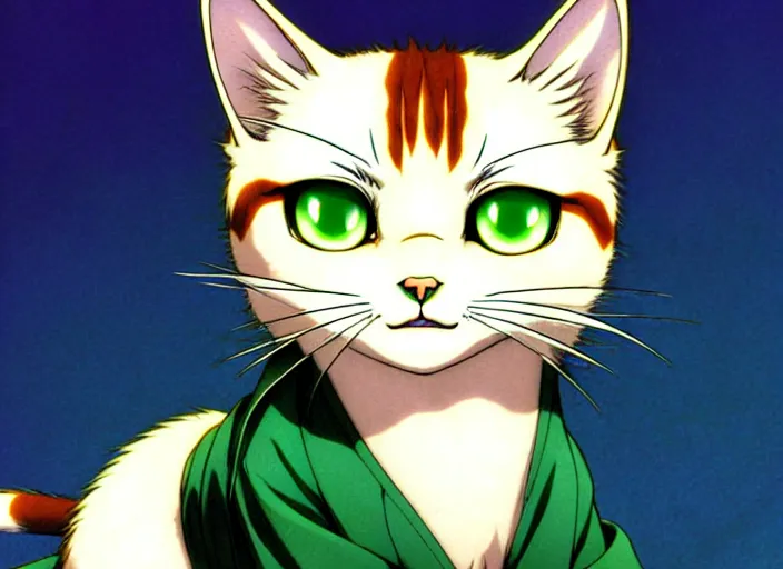 Prompt: anime visual of a cute cat, with green eyes!!!!, high quality detailed anime, cel shaded, digital art by last exile murata range blue submarine no 6, hd, ambient light