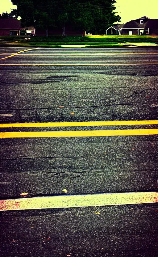 Prompt: a liminal middle class American suburb, glitch in the matrix, motion blur, clean, empty, depth of field, no filter