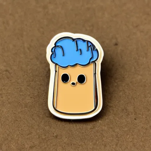 Prompt: a bread toast enamel pin