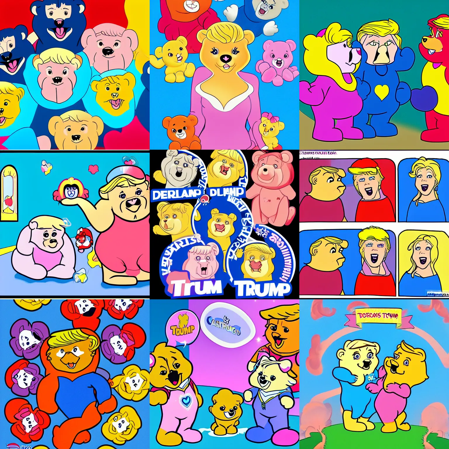 Prompt: carebears and donald trump cartoon