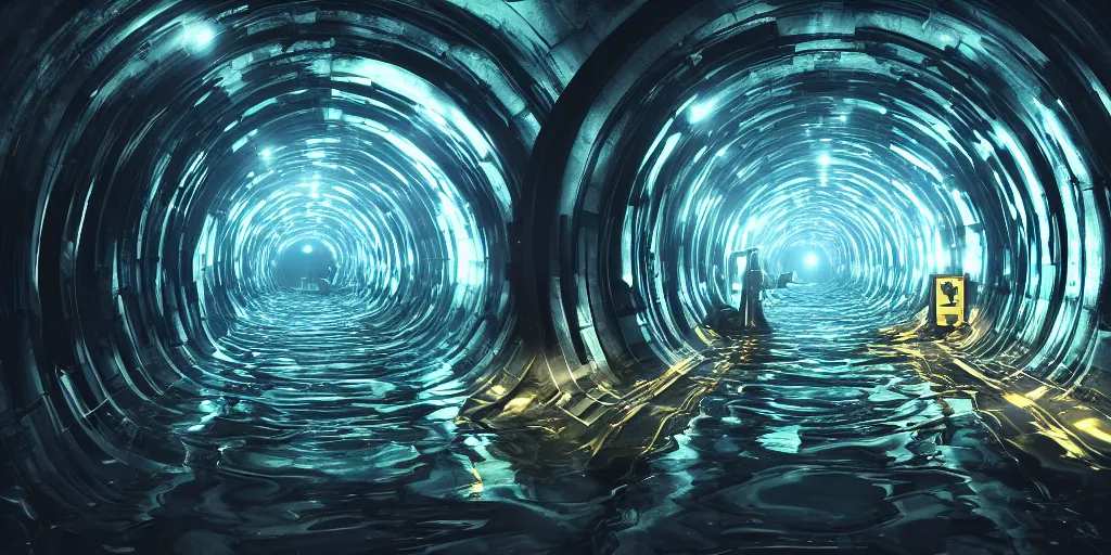 Image similar to transparent subsea tunnel, science fiction, beautiful, cinematic lighting, intricate details, octane rendering, trending on artstation, featured on behance.