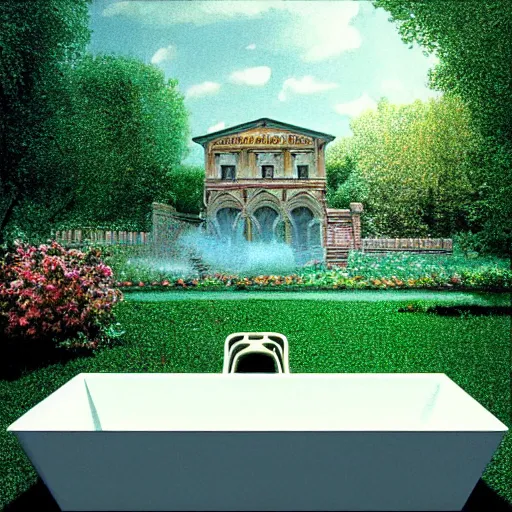 Image similar to hyperrealism photography computer simulation visualisation of parallel unreal universe detailed old bath in the detailed ukrainian village garden in dramatic scene from movie the big lebowski ( 1 9 9 8 )