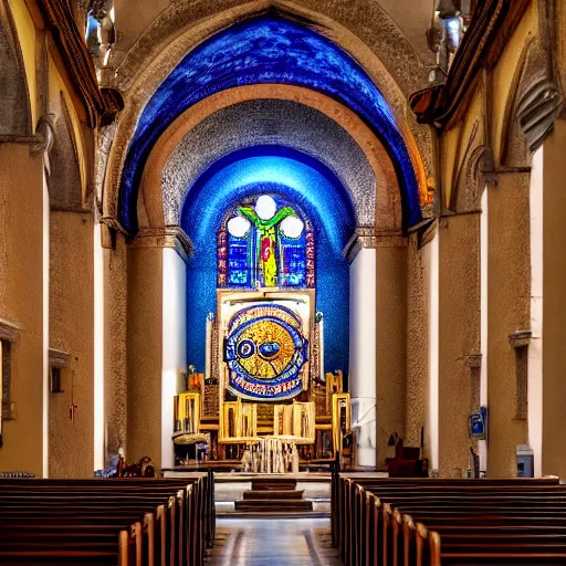 Image similar to a large church with a clock on the top of it, a mosaic by avigdor arikha, trending on unsplash, orphism, photo taken with ektachrome, photo taken with nikon d 7 5 0, photo taken with provia