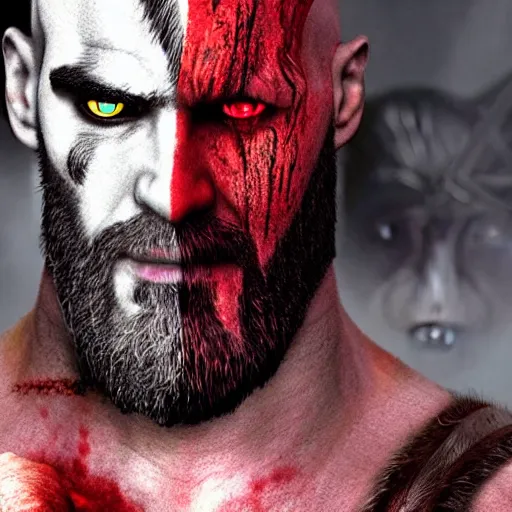 Prompt: jim carrey as kratos