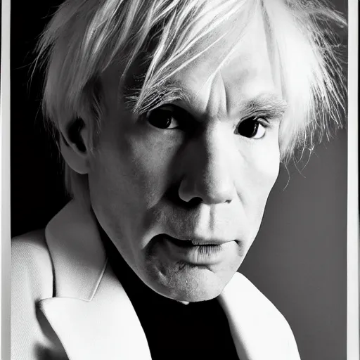 Image similar to Modern Portrait of Andy Warhol, taken in the 2010s, photo taken on a 2010s camera, grainy, real life, hyperrealistic, ultra realistic, realistic, highly detailed, epic, HD quality, 8k resolution, body and headshot, film still, front facing, front view, headshot and bodyshot, detailed face, very detailed face