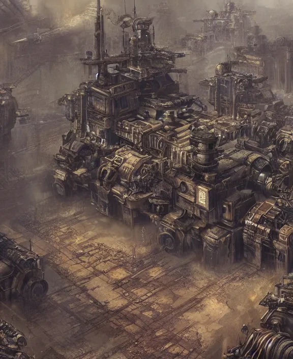 Image similar to a fortified steampunk military base with giant artillery cannons, by HR Giger and Beksiński and Stephan Martiniere , 4k resolution, detailed, trending on artstation