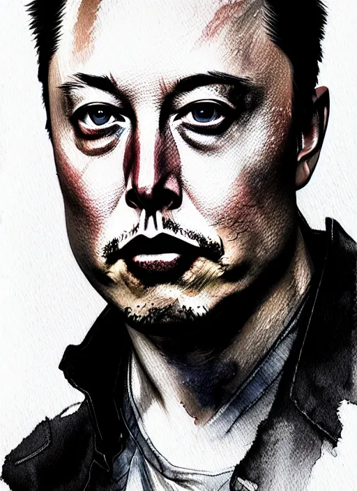 Image similar to portrait, Elon Musk , watercolor, dramatic lighting, cinematic, establishing shot, extremely high detail, foto realistic, cinematic lighting, pen and ink, intricate line drawings, by Yoshitaka Amano, Ruan Jia, Kentaro Miura, Artgerm, post processed, concept art, artstation, matte painting, style by eddie mendoza, raphael lacoste, alex ross