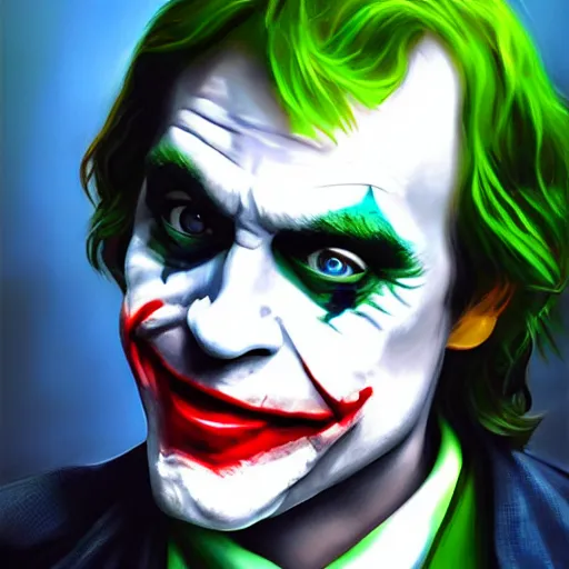 Prompt: mark hamill as the joker! mark hamill. luke skywalker, oil painting, artgerm, artstation, highly detailed, portrait