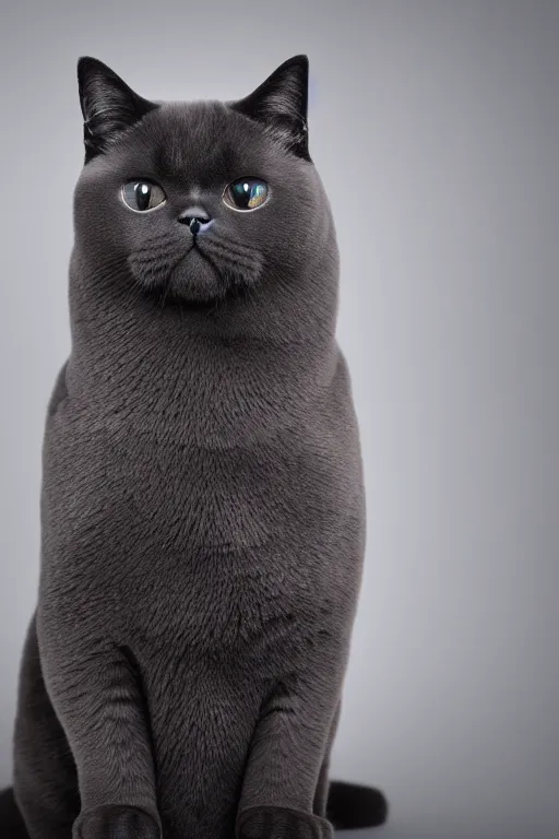 Prompt: studio photo of a black british shorthair cat