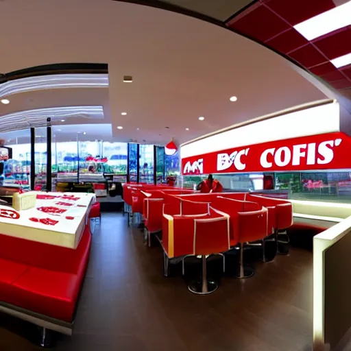 Prompt: panorama of a kfc themed mcdonalds