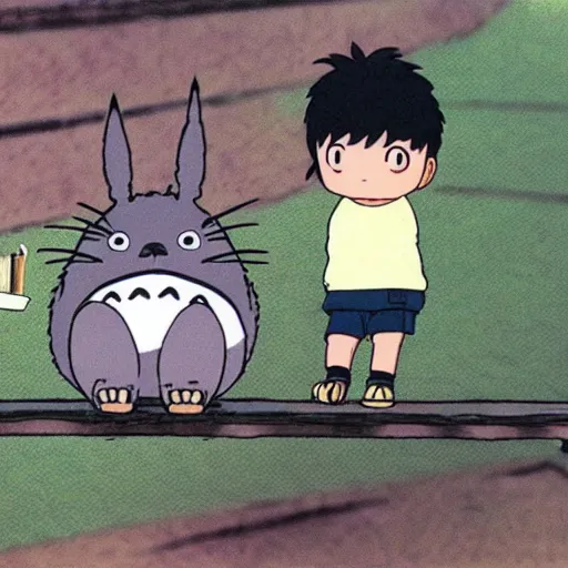 Image similar to a still of totoro in studio ghibli's Only Yesterday 1991 animation