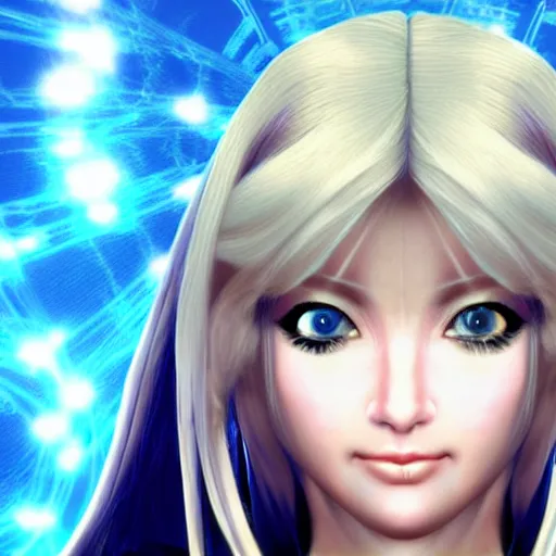 Prompt: close - up face of a blonde heroine in a japanese videogame by illusion soft. illusion soft game