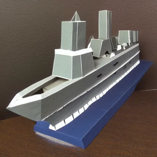 Prompt: Papercraft battleship