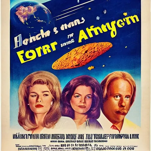 Image similar to Film publicity poster for 1970s disaster movie of Earth being stuck by asteroid