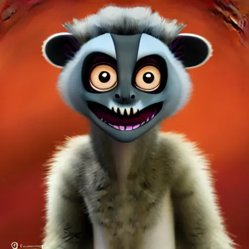 Image similar to Mort the lemur from DreamWorks Madagascar lord Voldemort fusion
