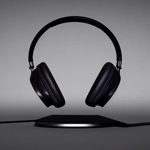 Image similar to wireless headphone stand, futuristic, techno, cyberpunk, product design, render, concept