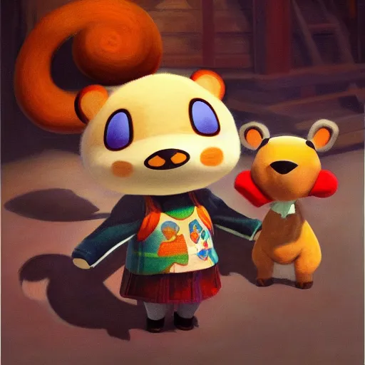 Image similar to detailed portrait of animal crossing isabelle intricate, hyper detailed, realistic, oil painting, by julie bell, frank frazetta, cinematic lighting