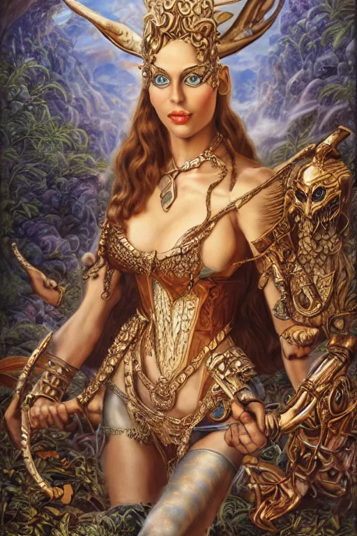 Image similar to Mystical Valkyrie, Portrait of a beautiful female Atlantean Reptilian Warrior, Realistic, Regal, Refined, Detailed Digital Art, Michael Cheval, Walt Disney (1937), François Boucher, Oil Painting, Steampunk, Highly Detailed, Cinematic Lighting, Unreal Engine, 8k, HD