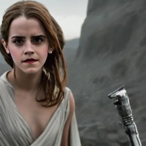 Image similar to emma watson as a jedi knight, high high high quality