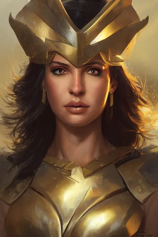 Image similar to amazon valkyrie athena, d & d, fantasy, portrait, highly detailed, headshot, digital painting, trending on artstation, concept art, sharp focus, illustration, art by artgerm and greg rutkowski and magali villeneuve