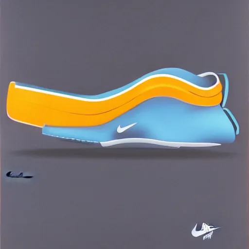 Image similar to retro futuristic Nike Air Mag sneakers by syd mead