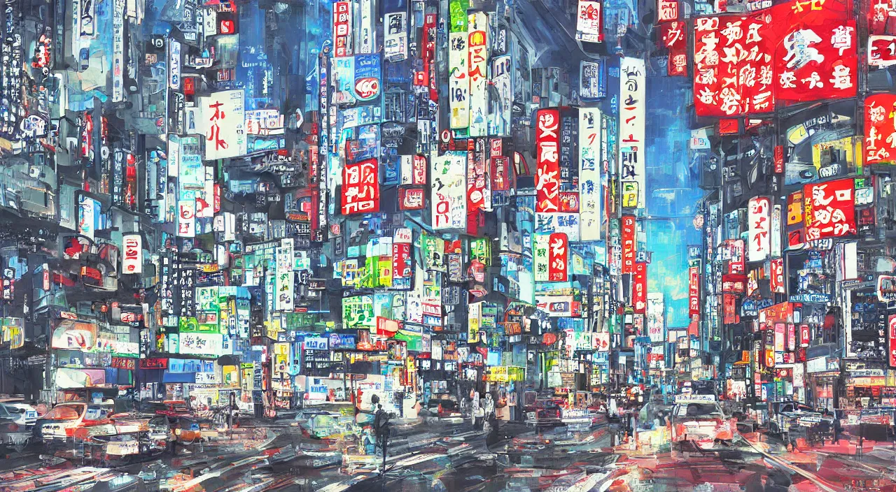 Prompt: “a digital painting of tokyo”