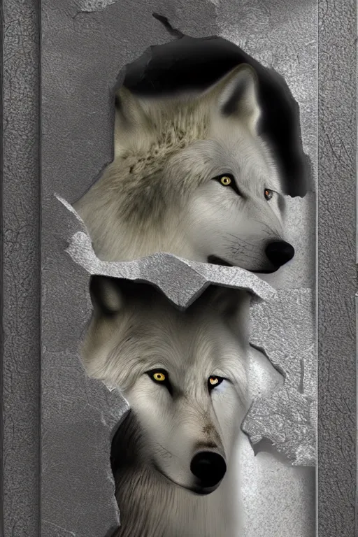 Image similar to a white wolf 3D screen lock art.