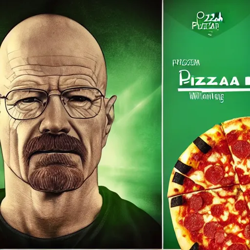 Image similar to pizza made of walter white, unreal, render, splash, award winning photograph