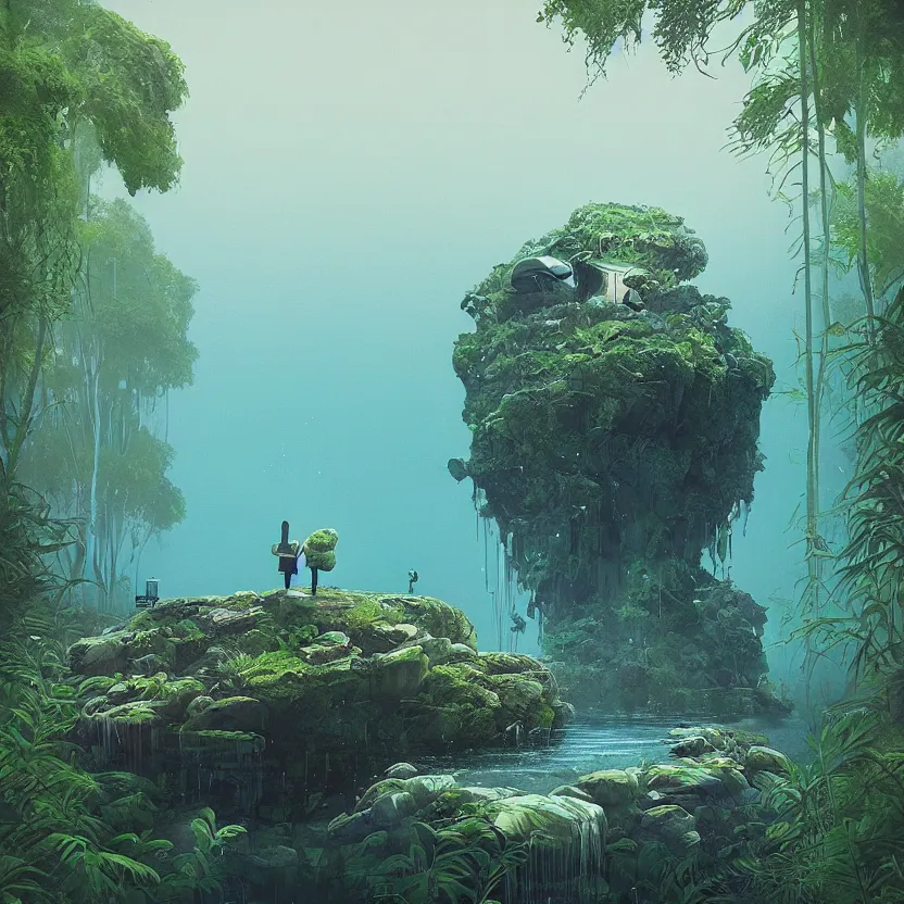 Image similar to the submerging wisdom in the ecosystem acrylic painting by Beeple and CGSociety