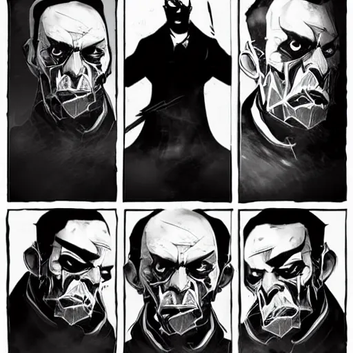 Image similar to old angry man, dishonored art style