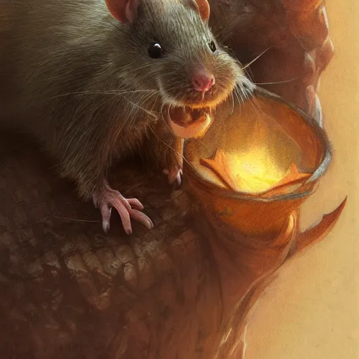 Prompt: a detailed pencil color portrait of a rat guardian, by justin gerard and greg rutkowski, digital art, realistic painting, very detailed, fantasy, character design, dnd, trending on artstation