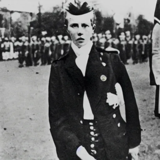 Image similar to rimbaud in ss uniform at the parade of the third reich during the great sweep