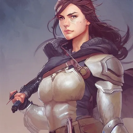 Image similar to female ranger in her 4 0 s, art by artgerm and greg rutkowski and magali villeneuve, d & d, fantasy, portrait, highly detailed, headshot, digital painting, trending on artstation, concept art, sharp focus, illustration