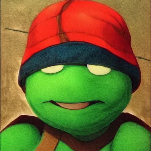 Prompt: sad raphael, ninja turtle