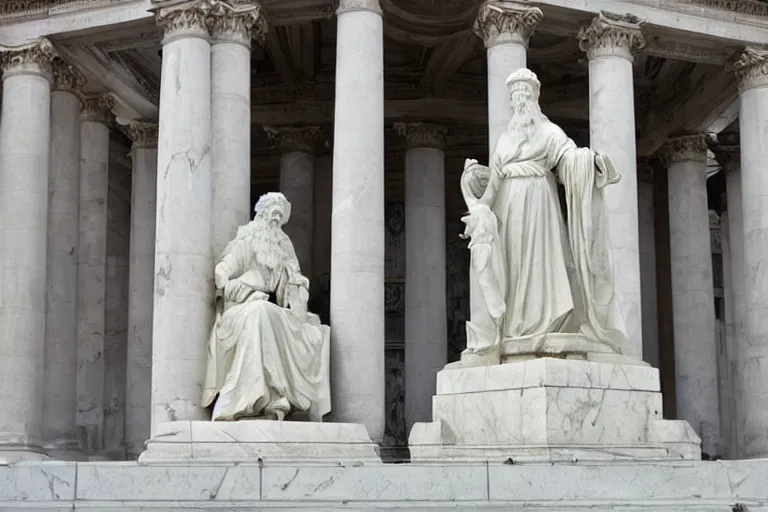 Image similar to among us statue in the middle of a city, historical, marble, photo