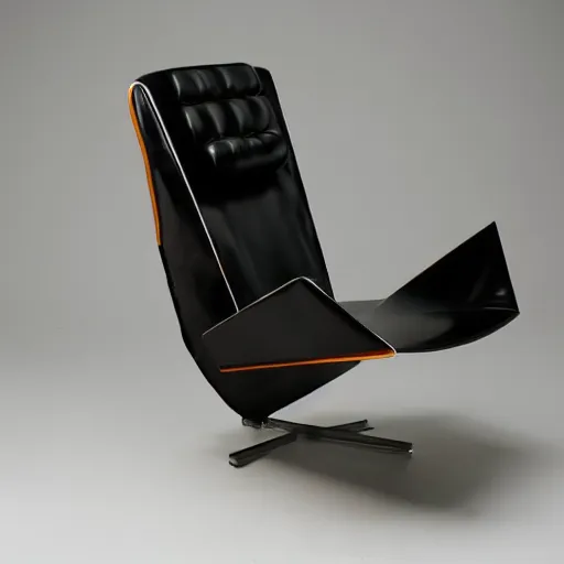 Prompt: futuristic leather chair designed by syd mead