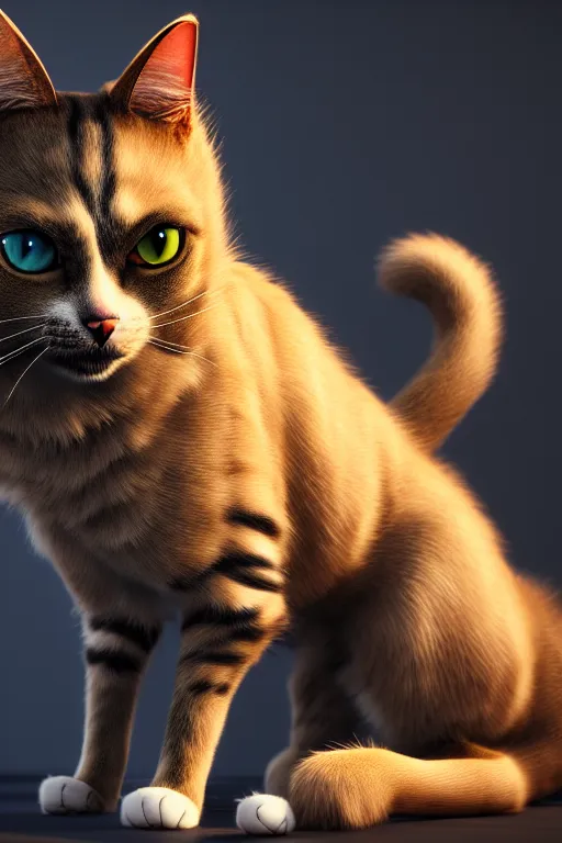 Image similar to epic painting of a cat mixed with a dog, very detailed, ultrarealistic, dramatic lighting, electrical details, high details, 4k, 8k, trending on artstation, fur, groom, k9 catdog, unreal engine 5