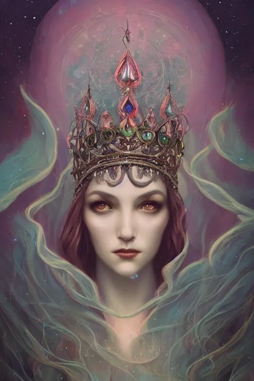 Image similar to jeweled Crown, other worldly, fairy winter court, art nouveau, by Anato Finnstark, Tom Bagshaw, Brom