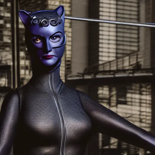 Prompt: Mark Zuckerberg as Catwoman, 105mm, Canon, f/4, ISO 800, 1/200s, 8K, RAW, symmetrical balance, Dolby Vision, Aperture Priority