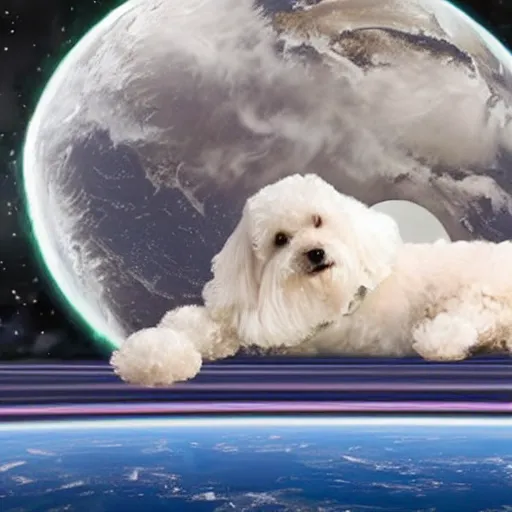 Image similar to dog floating in space