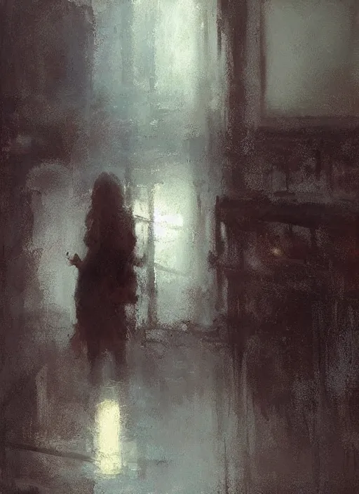 Image similar to through the mirror by Jeremy Mann, stylized, detailed, pastel colors, loose brush strokes