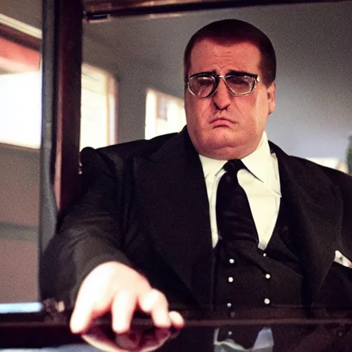 Image similar to film still featuring peter griffin as a mob boss, italian mafia, gangster film, directed by martin scorcese