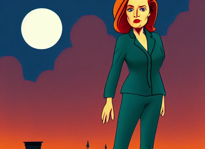 Prompt: dana scully in the style of ( 1 9 7 6 ) disney animation